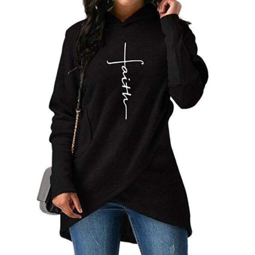 New Style Long-sleeved Fleece Jacket Autumn And Winter Dress Embroidered Irregular Hooded Sweater