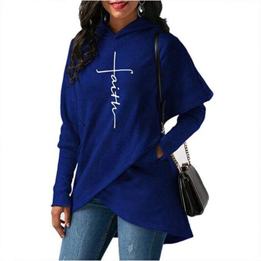 New Style Long-sleeved Fleece Jacket Autumn And Winter Dress Embroidered Irregular Hooded Sweater - Image 4