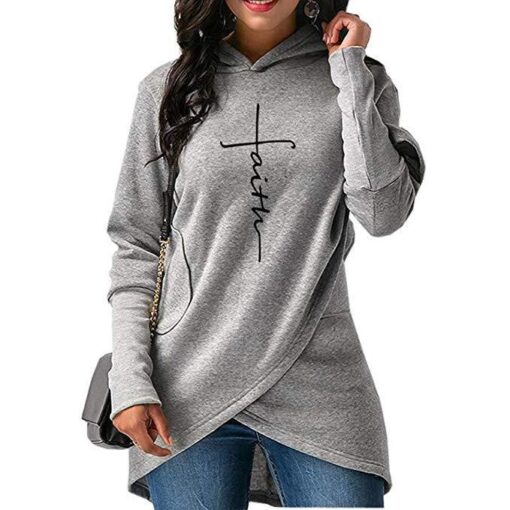 New Style Long-sleeved Fleece Jacket Autumn And Winter Dress Embroidered Irregular Hooded Sweater - Image 2