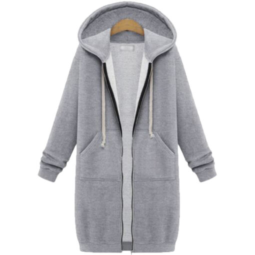 Hooded long-sleeved winter sweater women's jacket in a long thick shirt - Image 7