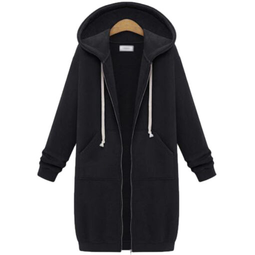 Hooded long-sleeved winter sweater women's jacket in a long thick shirt - Image 9