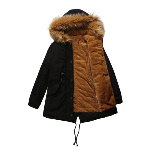 coat cotton coat mid-length hooded winter warm plus fleece coat plus cotton padded coat - Image 6