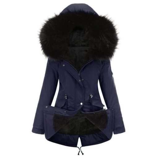 coat cotton coat mid-length hooded winter warm plus fleece coat plus cotton padded coat - Image 7